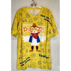 royal farms‎ Yellow Multi Print chicken palooza Short Sleeve shirt Size Xlarge